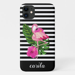 Personalisierter Flamingo Striped iPhone Case
