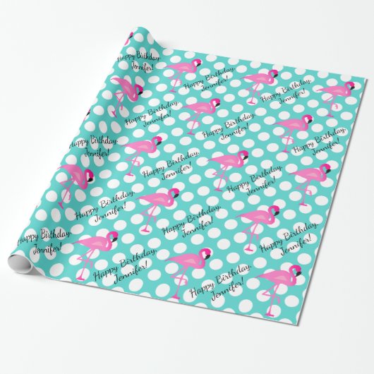 Personalisierter Flamingo und Geschenkpapier (Ungerollt)