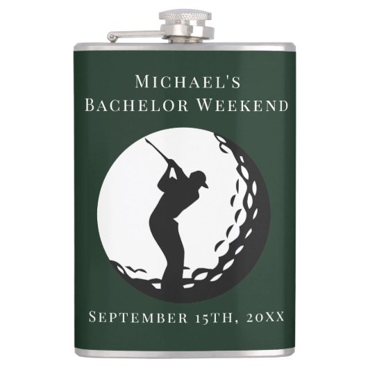 Personalisierter Flasche | Bachelor Golf Weekend Flachmann (Vorderseite)