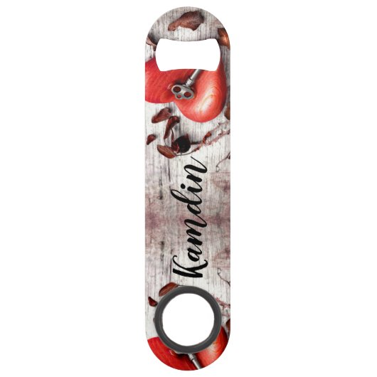 Personalisierter Flaschenöffner Land Holzschlüssel (Vorderseite)