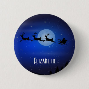 Personalisierter Fliegender Weihnachtsmann Button