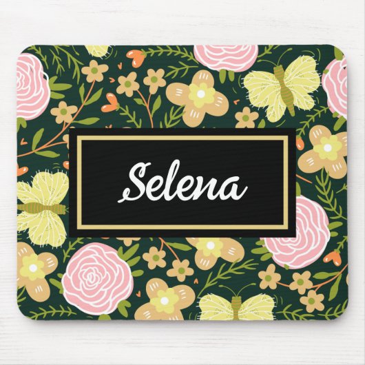 Personalisierter Flora-Butterfly-Muster Mousepad (Vorne)