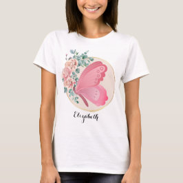 Personalisierter Floral Butterfly T - Shirt