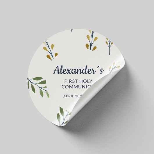 Personalisierter Floral First Communityaufkleber Runder Aufkleber