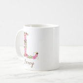 Personalisierter Floral Letter L Kaffeetasse (Vorderseite Links)