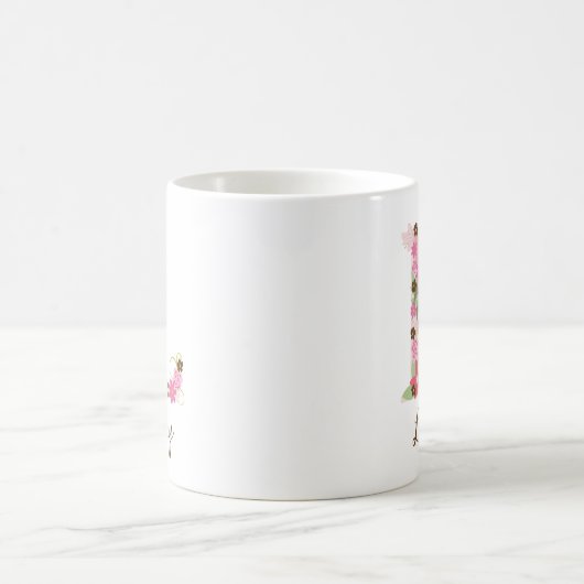 Personalisierter Floral Letter L Kaffeetasse (Mittel)