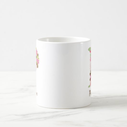 Personalisierter Floral Letter P Kaffeetasse (Mittel)