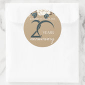 Personalisierter floraler 20. Hochzeitstag Runder Aufkleber (Tasche)