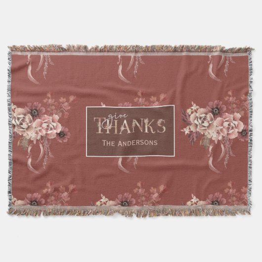 Personalisierter floraler Erntedank Decke (Vorderseite)