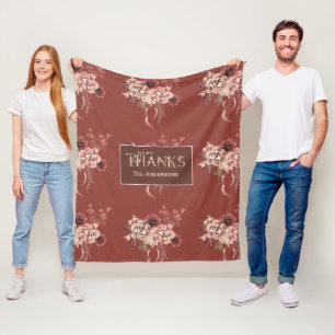 Personalisierter floraler Erntedank Fleecedecke