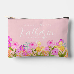 Personalisierter Floraler Garten Rosa Zubehörtasche
