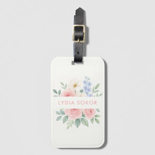 Personalisierter floraler Gepäckträger Gepäckanhänger (Vorderseite Vertikal)