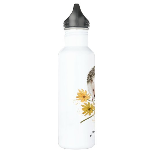 Personalisierter floraler Igel Edelstahlflasche (Links)