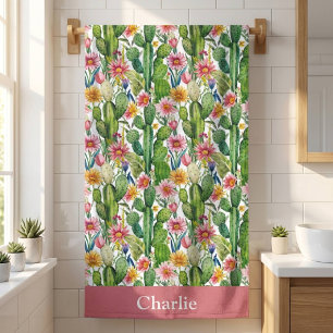 Personalisierter floraler Kaktus Badehandtuch