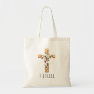 Personalisierter floraler Kreuz-Religions-Oster-To Tragetasche