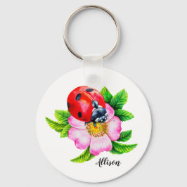 Personalisierter floraler Ladybug-Schlüsselanhänge Schlüsselanhänger