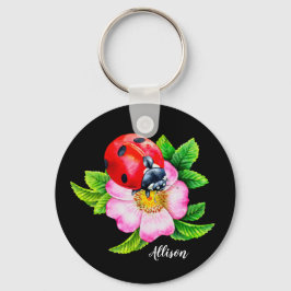 Personalisierter floraler Ladybug-Schlüsselanhänge Schlüsselanhänger