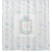 Personalisierter floraler Monogramm-Duschvorhang Duschvorhang (Vorderseite)