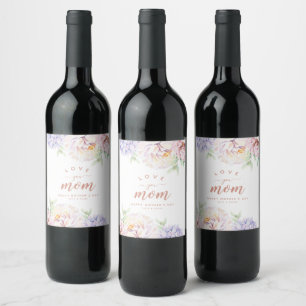 Personalisierter floraler Muttertag Weinetikett