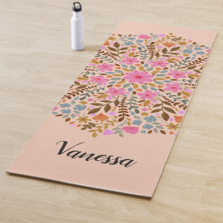 Personalisierter floraler Natur-Mandala Rosa Yogamatte