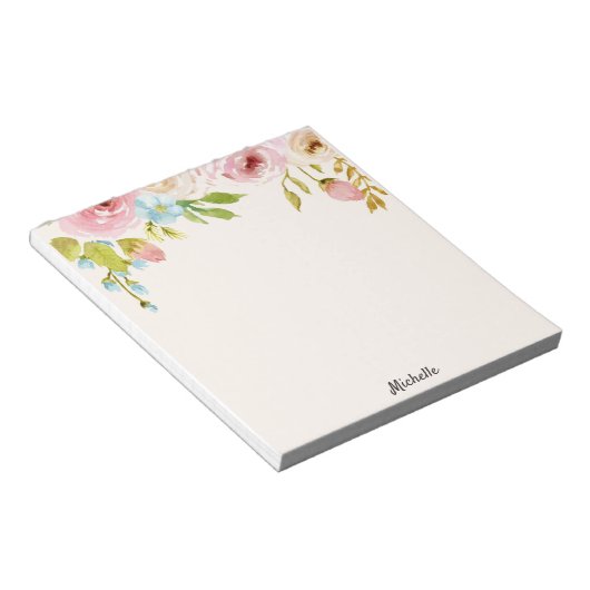Personalisierter floraler Notepad IHR TEXTgeschenk Notizblock (angewinkelt)