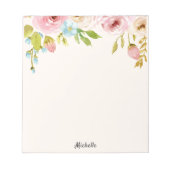 Personalisierter floraler Notepad IHR TEXTgeschenk Notizblock (Vorderseite)