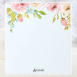 Personalisierter floraler Notepad IHR TEXTgeschenk Notizblock<br><div class="desc">Hübsche Aquarellfarben-Blume Notepad IHRER TEXT oder Name</div>