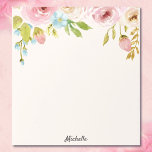 Personalisierter floraler Notepad IHR TEXTgeschenk Notizblock<br><div class="desc">Hübsche Aquarellfarben-Blume Notepad IHRER TEXT oder Name</div>