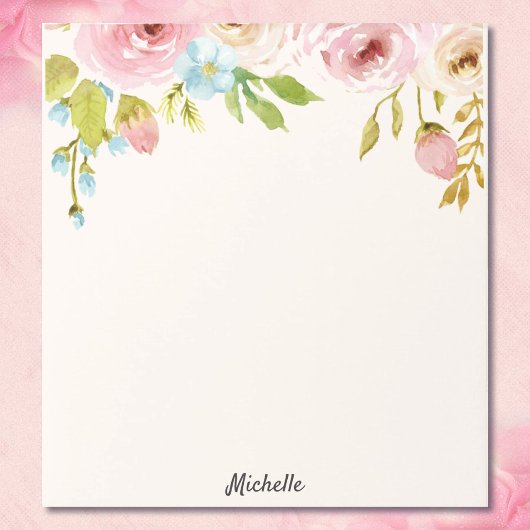 Personalisierter floraler Notepad IHR TEXTgeschenk Notizblock