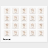 Personalisierter floraler Osterhase | Vintage Quadratischer Aufkleber (Blatt)