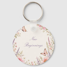 Personalisierter floraler Schmetterling Schlüsselanhänger