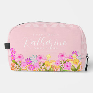 Personalisierter Floralgarten Rosa Waschbeutel