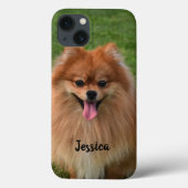Personalisierter Fluffy Brown Spitz Welpenhund Case-Mate iPhone Hülle (Rückseite)