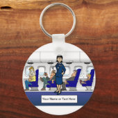 Personalisierter Flugbegleiter - Cartoon von Fraue Schlüsselanhänger (Vorderseite)
