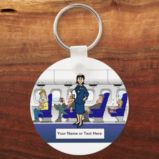 Personalisierter Flugbegleiter - Cartoon von Fraue Schlüsselanhänger (Vorderseite)