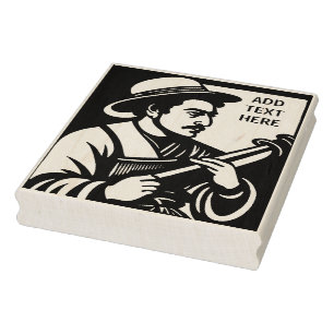 Personalisierter Flutist - Briefmarke der Holzkuns Gummistempel