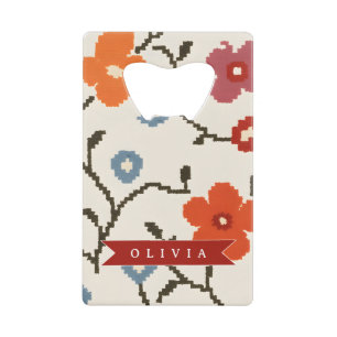 Personalisierter Folk Skandi Boho Vintage Floral Geldbeutel Flaschenöffner