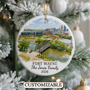Personalisierter Fort Wayne Weihnachtsschmuck, Ind Keramik Ornament
