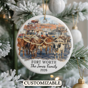 Personalisierter Fort Worth Weihnachtsschmuck, Ben Keramik Ornament