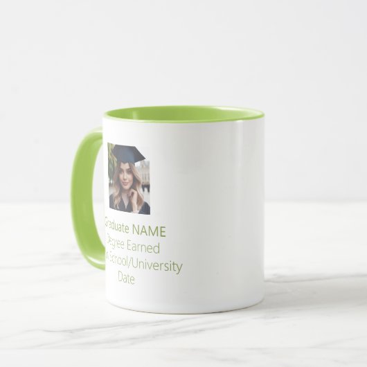 Personalisierter Foto Abschluss Lime Green Tasse (Vorderseite Links)