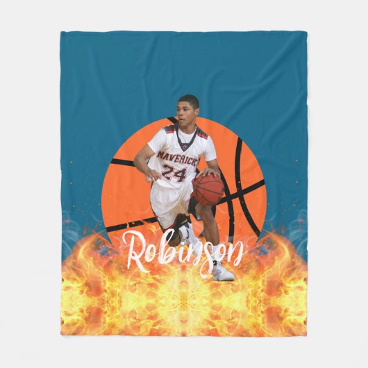 Personalisierter Foto Basketball-Spieler Fleecedecke (Vorderseite)