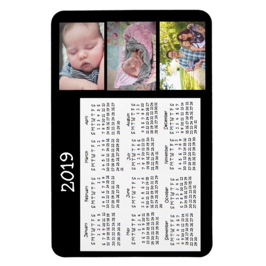 Personalisierter Foto Black Mini Magnet Kalender 2 (Vertikal)