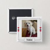 Personalisierter Foto-Button mit Herz und Pfoten Button (Vorne & Hinten)