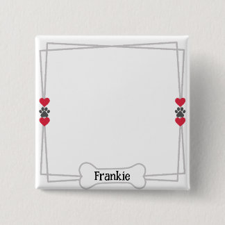 Personalisierter Foto-Button mit Herz und Pfoten Button