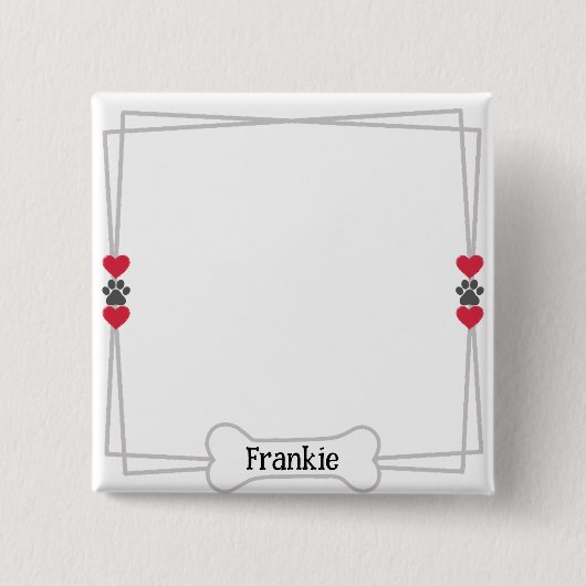 Personalisierter Foto-Button mit Herz und Pfoten Button (Vorderseite)