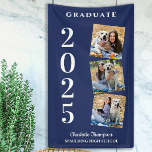 Personalisierter Foto Collage Navy Blue Abschluss Banner