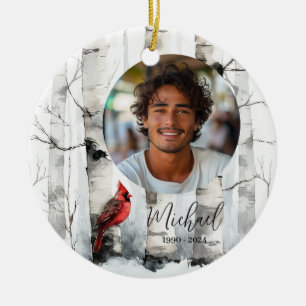 Personalisierter Foto-Gedenk-Birkenbaum-Weihnachte Keramik Ornament