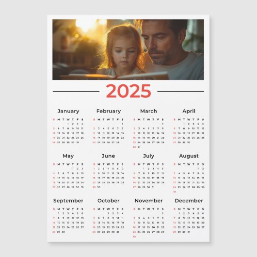 Personalisierter Foto-Kalender - Volljahr 2025 Magnetkarte (Vorderseite)