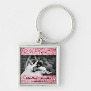 Personalisierter Foto Key Chain Rose Gold Glitzer Schlüsselanhänger