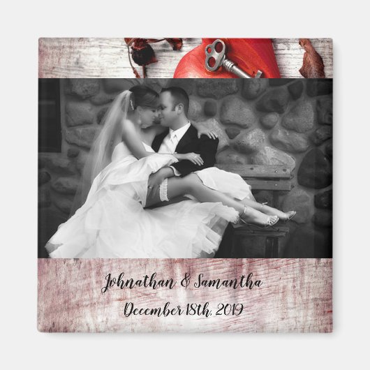 Personalisierter Foto Magnet Land Holzschlüssel fü (Vorne)